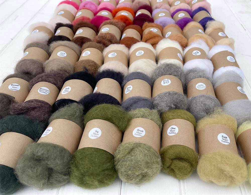 Maori DHG Carded Needle Felting Wool Bumper Bulk Pack Workshop The Felt Box ® Starter 49 Colours