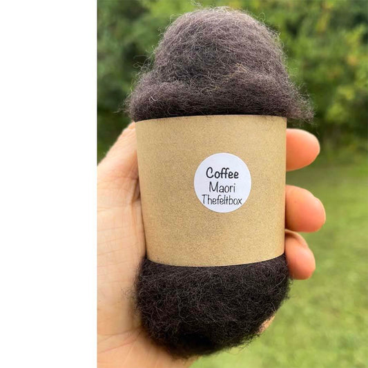 Carded Needle Felting Wool Batt Brown Maori DHG Coffee