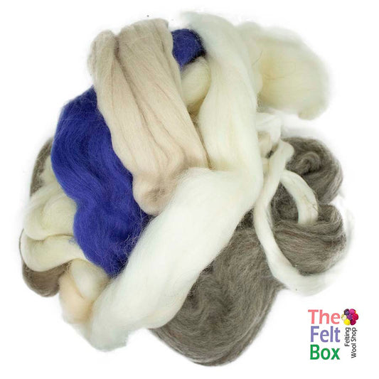 The Felt Box Assorted Wool Tops (01)- Ramie, Leicester, Wensleydale, Merino 100g