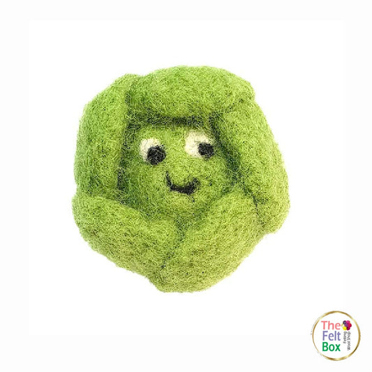 Finished needle-felted Brussels sprout with a face | The Felt Box