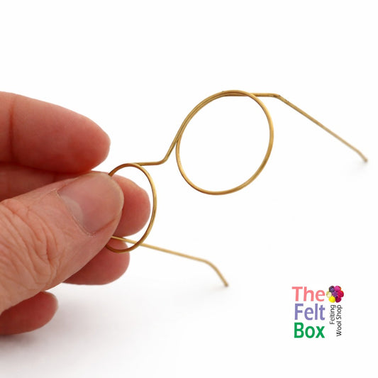 Spectacles for Needle Felted Animals – Mini Gold Wire Glasses W 56 40 32 mm
