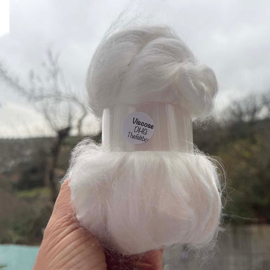 Viscose Fibre SHINY Roving for Felting Spinning  White (DHG ) 100g