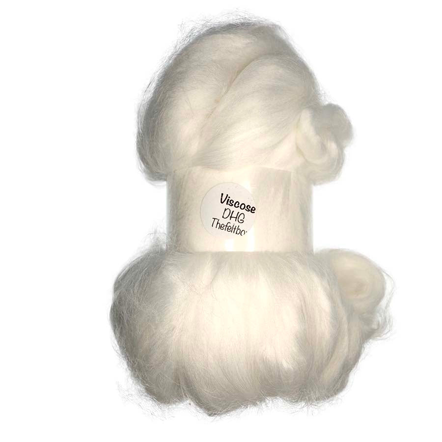 Viscose Fibre SHINY Roving for Felting Spinning  White (DHG ) 100g