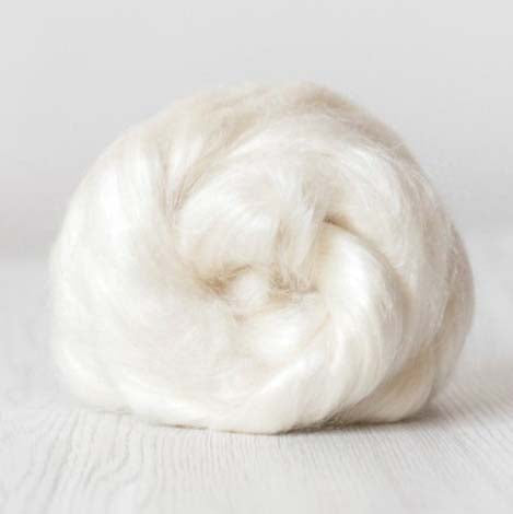 Viscose Fibre SHINY Roving for Felting Spinning  White (DHG ) 100g