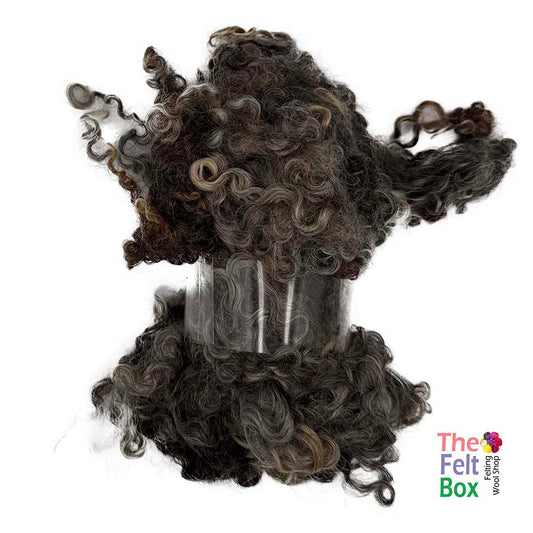 Natural grey brown Wensleydale wool locks #44 50g curly fleece