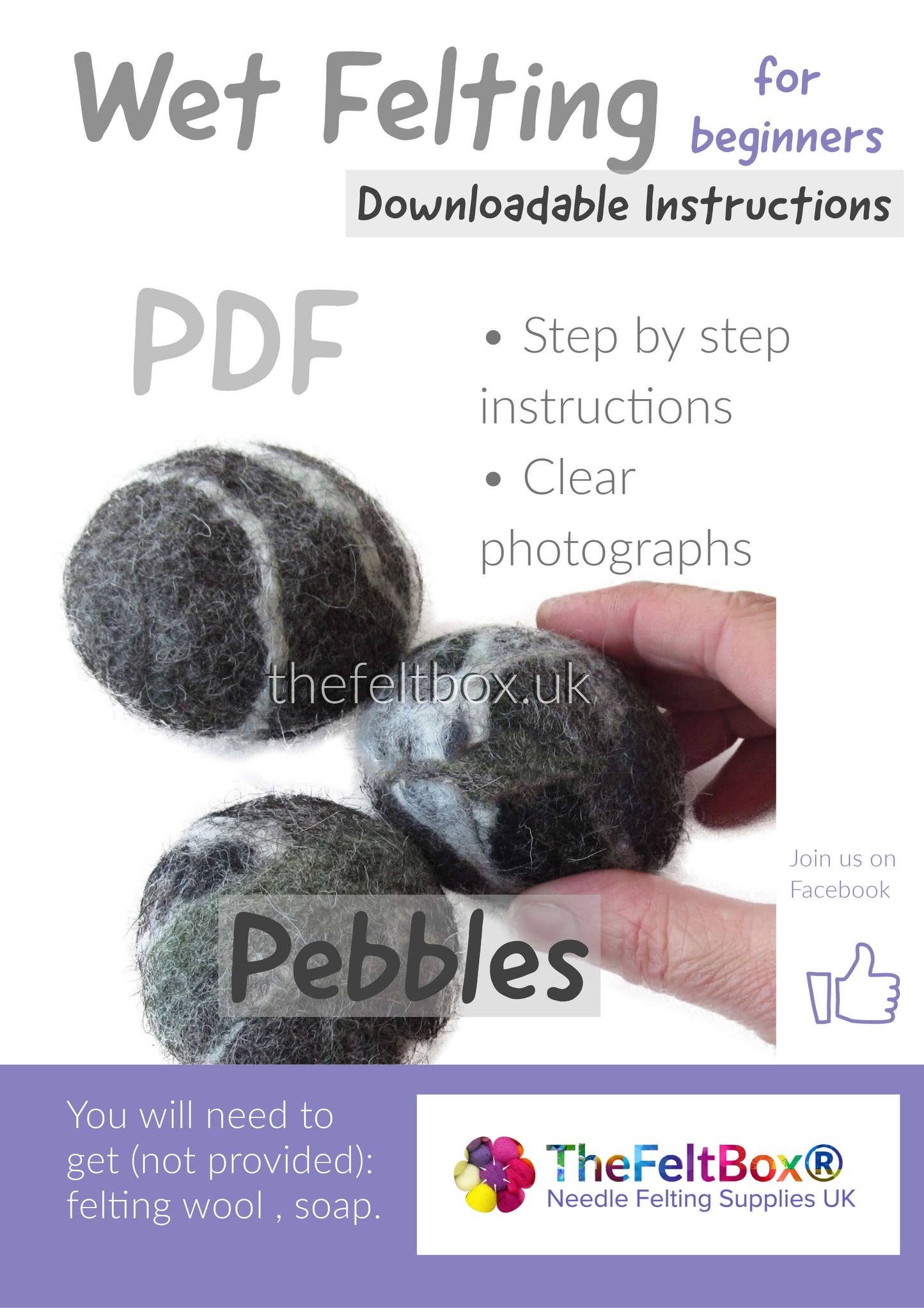 FREE PDF Tutorial.  Wet Felting Pebbles PDF