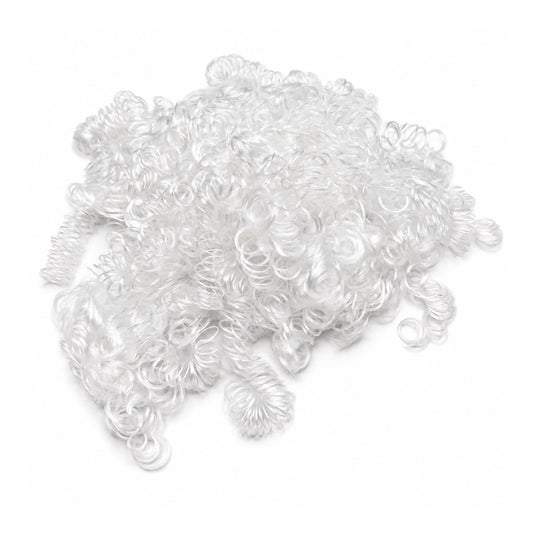 White curly vegan synthetic hair fibre pile for doll hair and felting