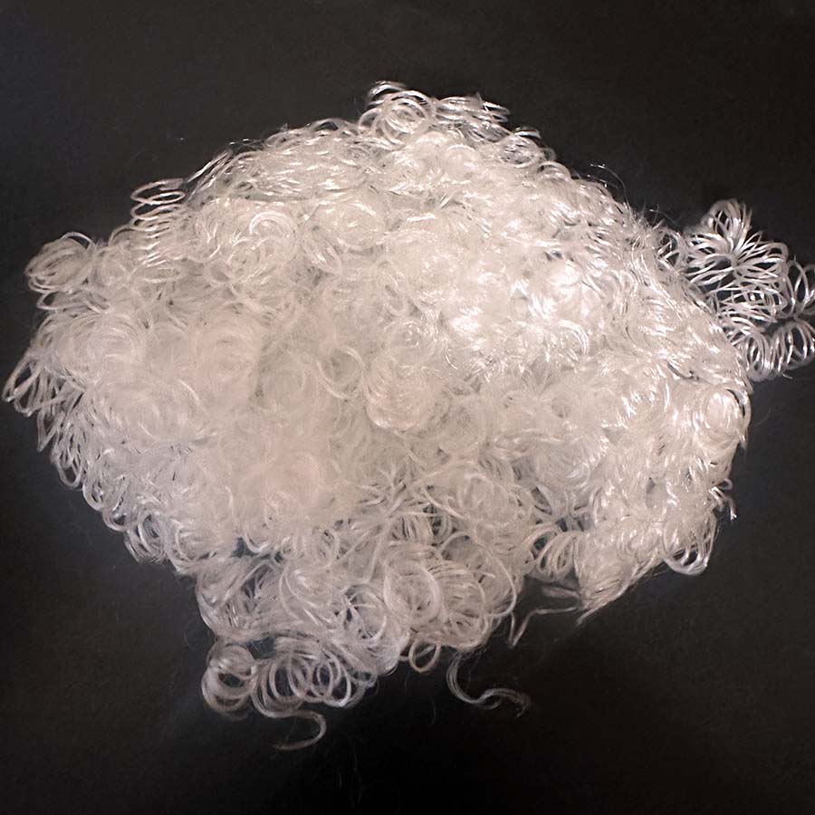 Curly Synthetic Hair Fibre Vegan Wool White or Beige