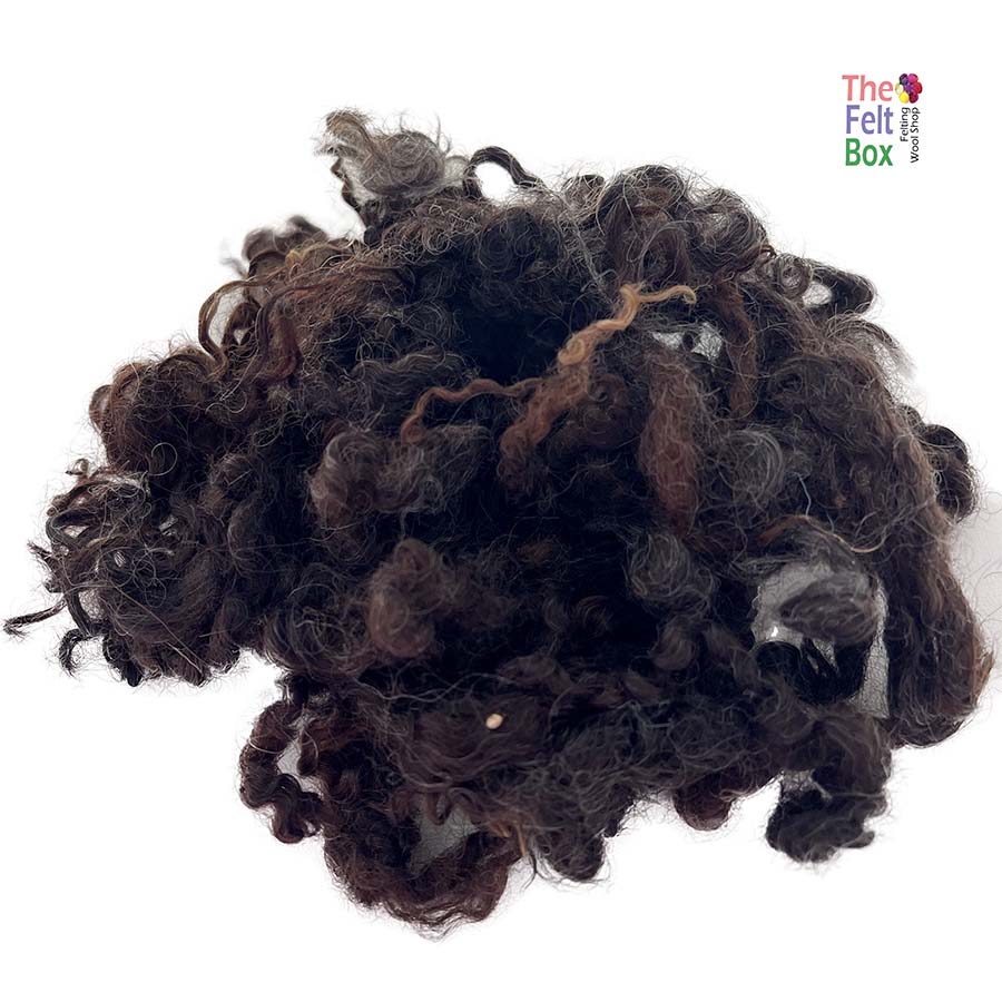 Natural Dark Brown Wensleydale Wool Locks (58) | 14g Fleece for Felting