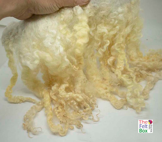 Curly Wool Locks on Cloth (04)- Rustic Cream | Needle Felting Supplies UK