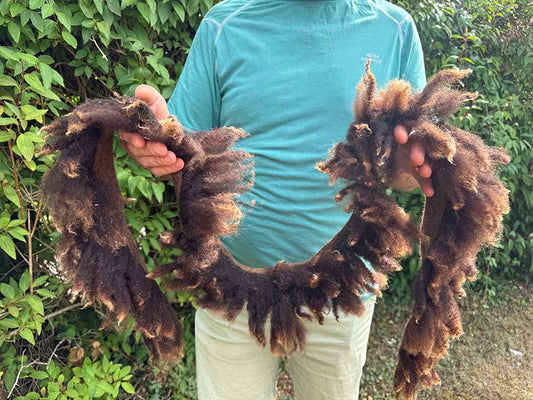 Fluffy Wool Locks on Cloth (07) – Dark Brown | 150cm, 100g