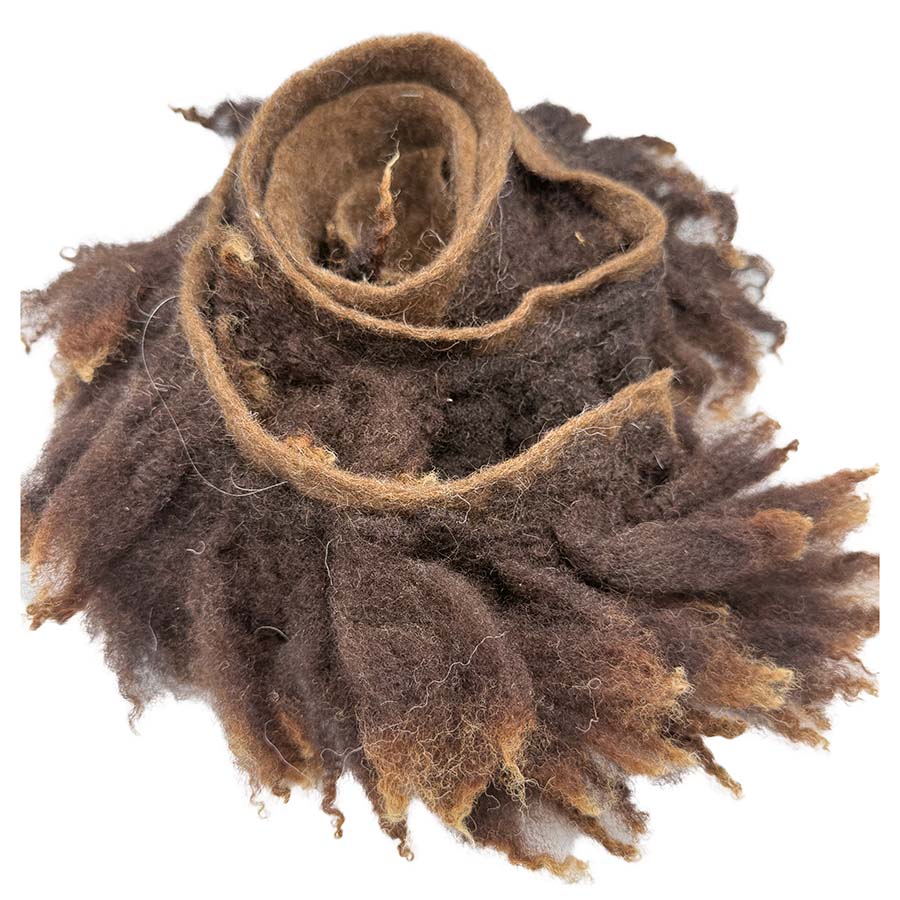 Fluffy Wool Locks on Cloth (07) – Dark Brown | 150cm, 100g