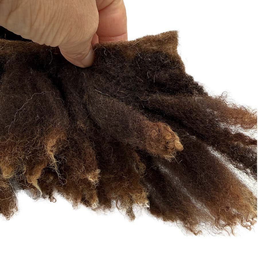 Fluffy Wool Locks on Cloth (07) – Dark Brown | 150cm, 100g