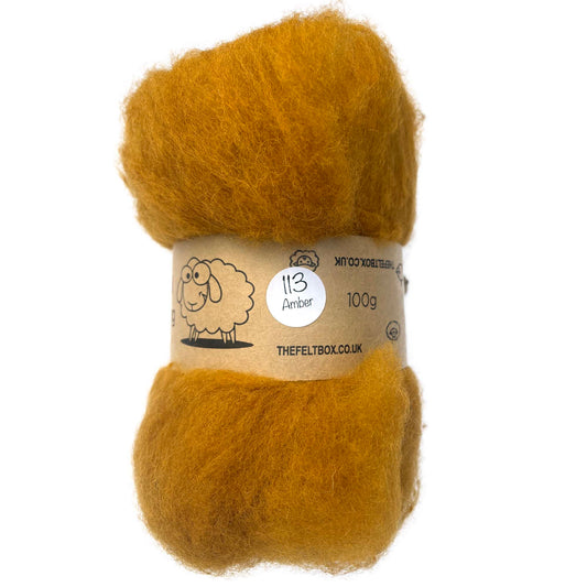 Carded Wool For Felting, Needle Felting Batting, Amber  ( 113 )