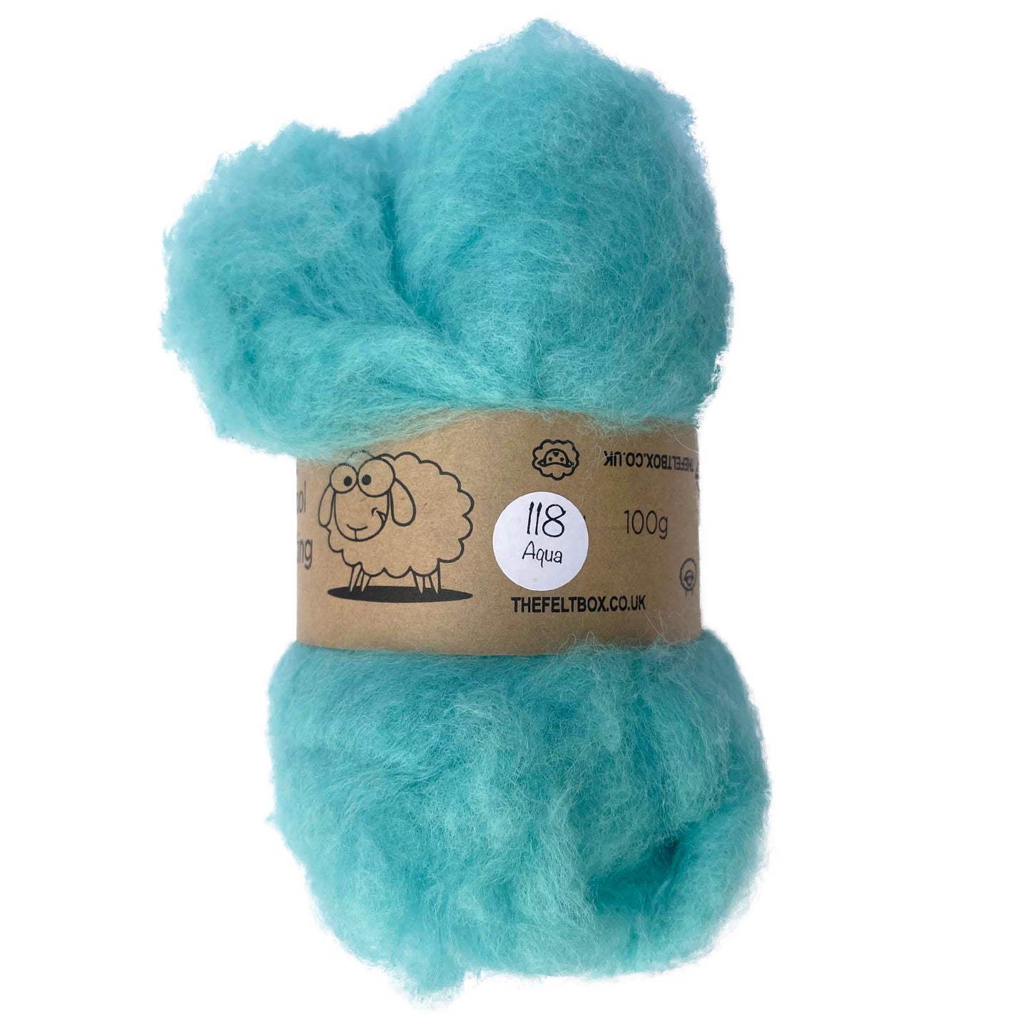 Carded Wool For Felting, Needle Felting Batting, Aqua  ( 118 )