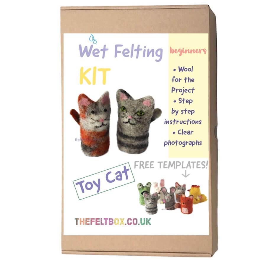 Wet Felting Kit. Beginner. Toy Cat Kit