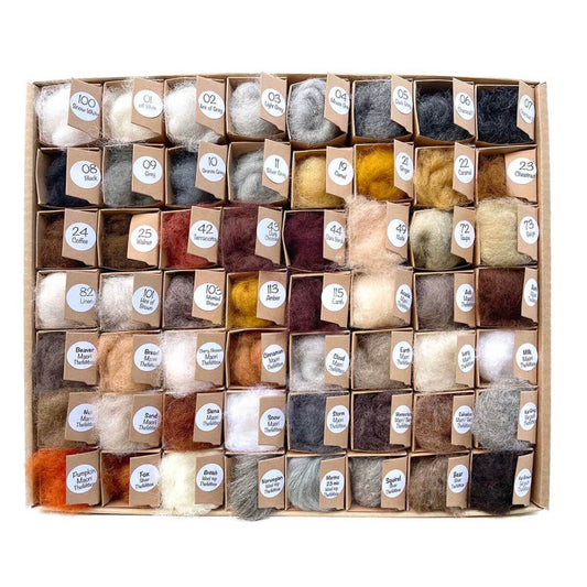 Carded Needle Felting Wool Animal Colours Palette The Felt Box® 56 pc