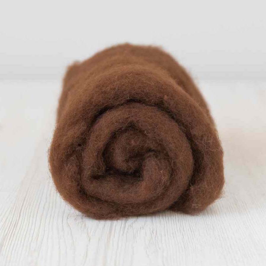Carded Felt Wool Needle Felting Carded Batt Brown Maori DHG Bark