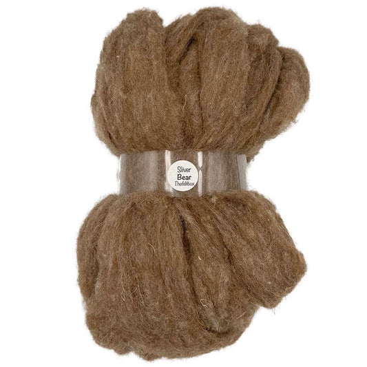 Bear sliver for needle felting in a warm brown blend ideal for realistic bear and woodland animal projects