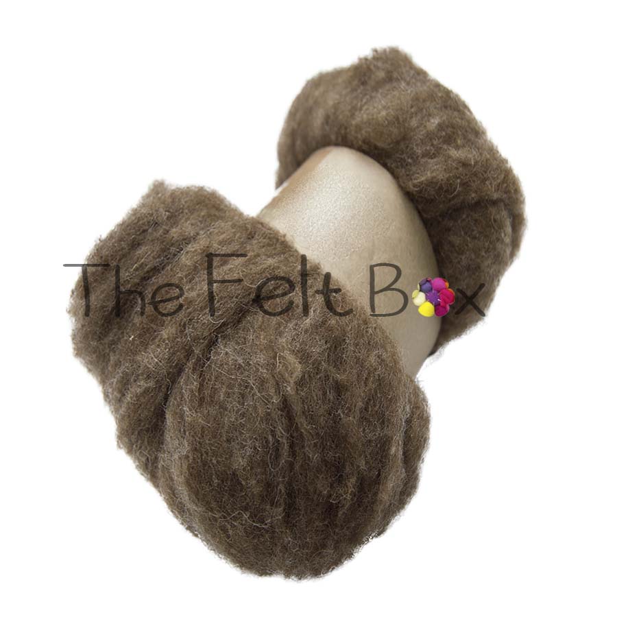 Carded Sliver Needle Felting Natural Shetland Wool Fibre Beige Brown Felt Bear