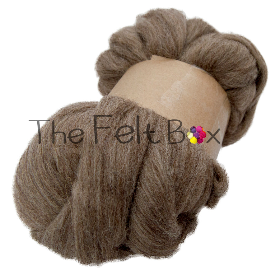 Wool Top, Bluefaced Leicester Wool Top, Felting and Spinning Fibre, Brown