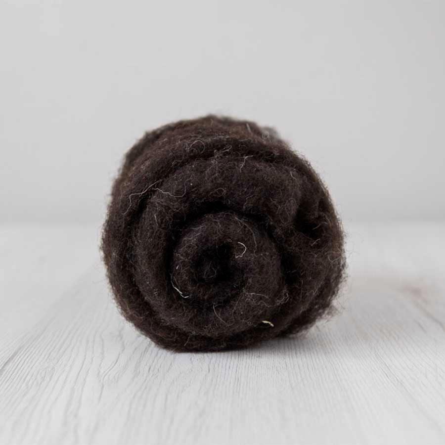 Carded Felt Needle Felting Wool Batt Bergschaf Natural Dark Brown DHG 20 - 500g