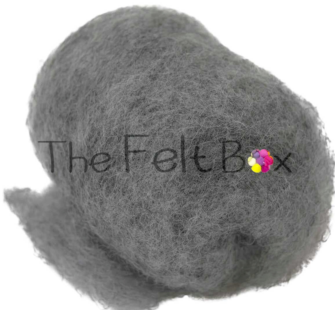 Carded Wool For Felting, Needle Felting Batting, Mouse Grey  ( 04)