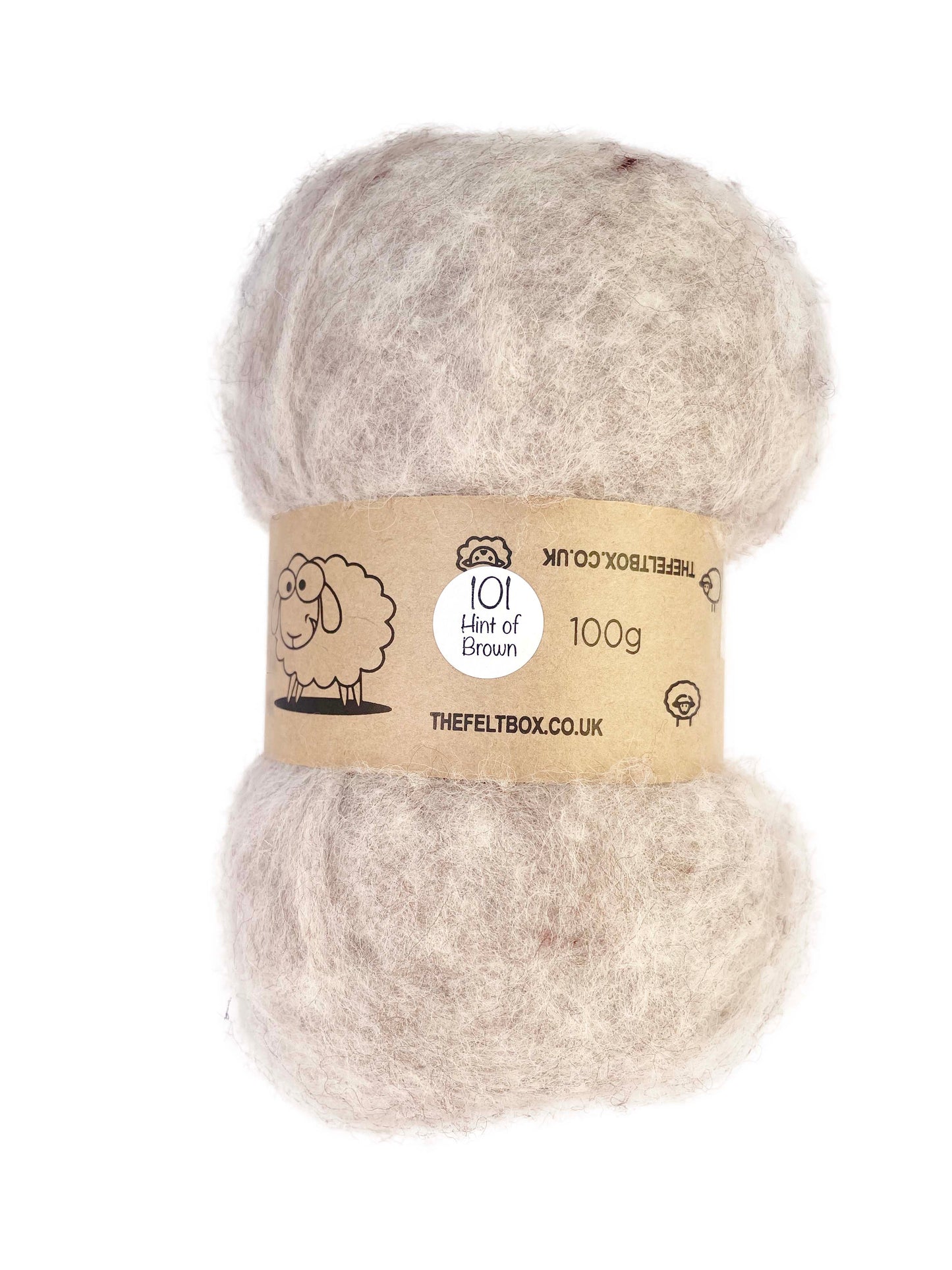 Carded Wool For Felting, Needle Felting Batting, Hint of Brown  ( 101 )