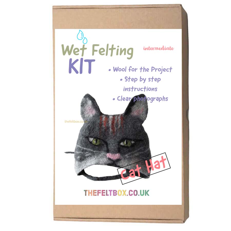Wet Felting Kit. Intermediate. Animal Cat Hat