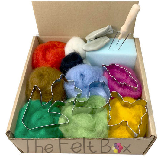 Needle Felting Kit for Beginners Cookie Cutter and Wool Set: Bird Butterfly Leaf Flower Level Easy