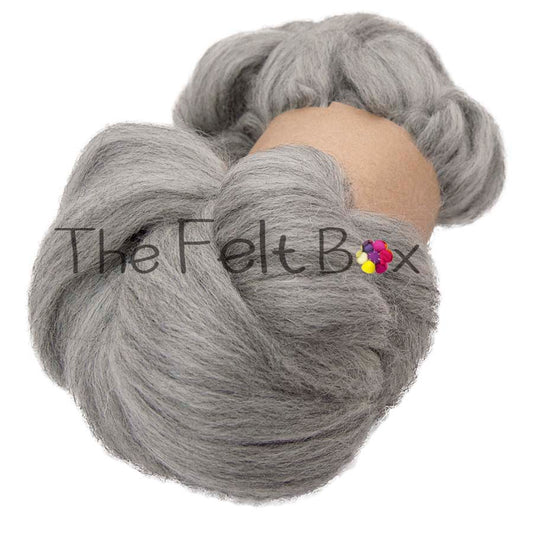Wool Top, Corriedale Roving, Felting and Spinning Fibre, Grey