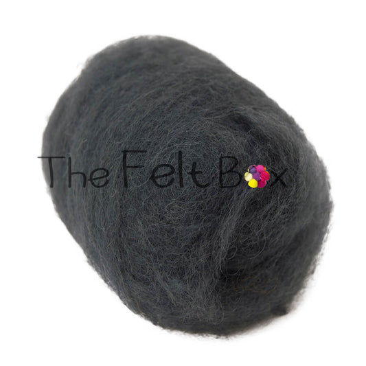 Carded Wool For Felting, Needle Felting Batting, Granite Grey  ( 10 )