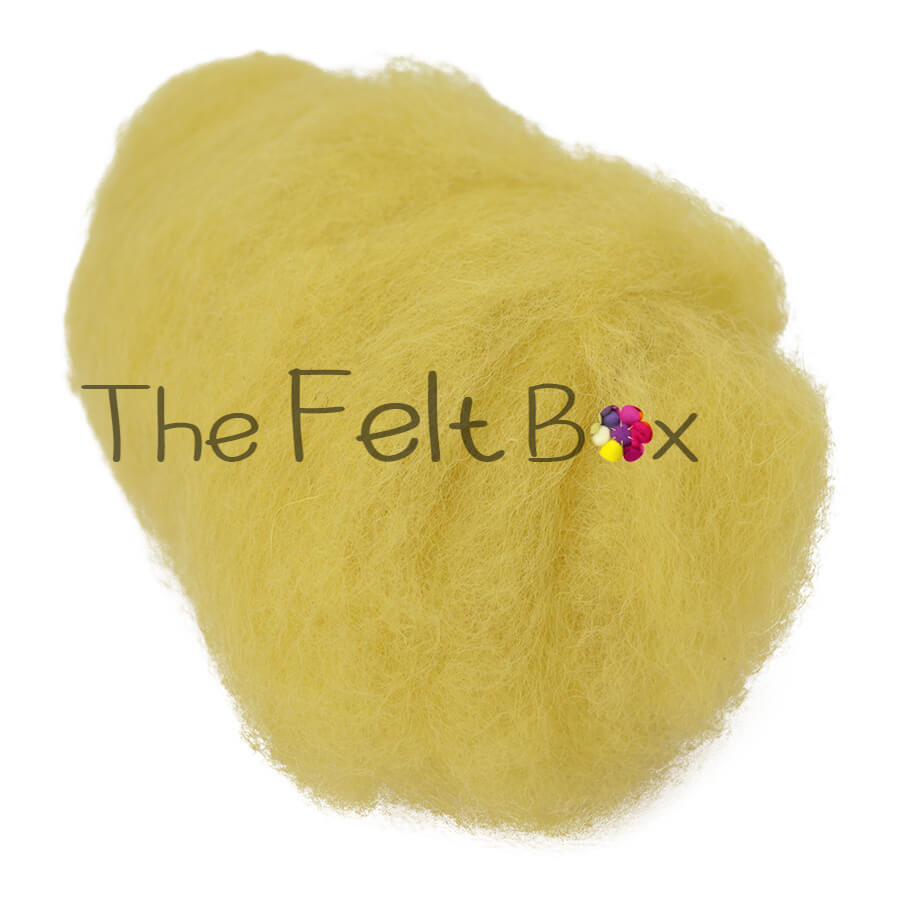 Carded Wool For Felting, Needle Felting Batting, Dusky yellow  ( 15 )