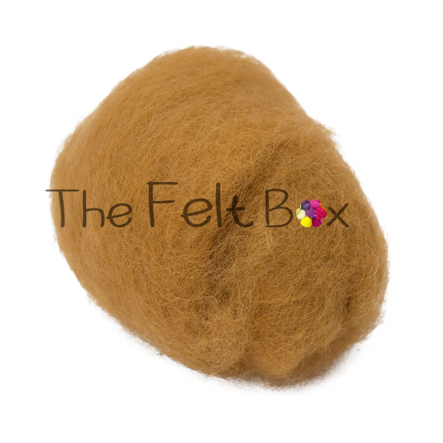 Carded Wool For Felting, Needle Felting Batting, Caramel  ( 22 )