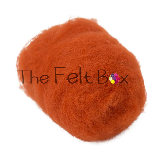 Carded Wool For Felting, Needle Felting Batting Dark orange  ( 35 )