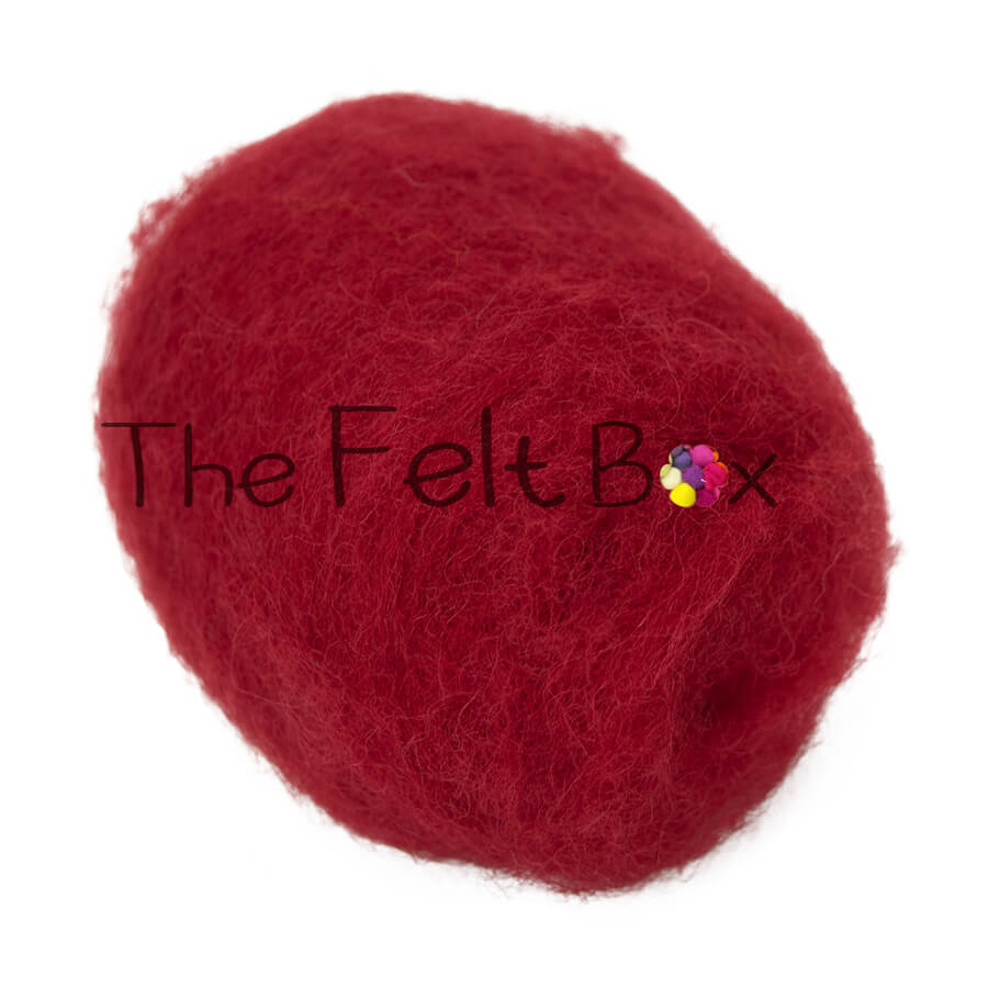 Carded Wool For Felting, Needle Felting Batting, Cranberry  ( 39 )