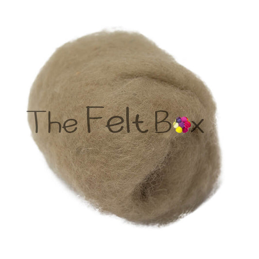 Carded Wool For Felting, Needle Felting Batting, Taupe  ( 72 )