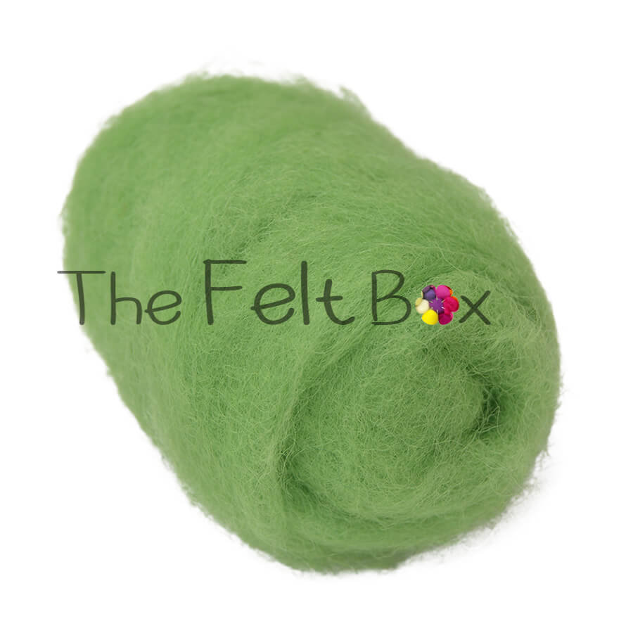 Carded Wool For Felting, Needle Felting Batting, Lime  ( 79 )