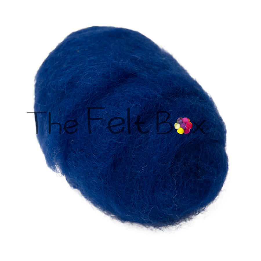 Carded Wool For Felting, Needle Felting Batting, Royal Blue  ( 89 )