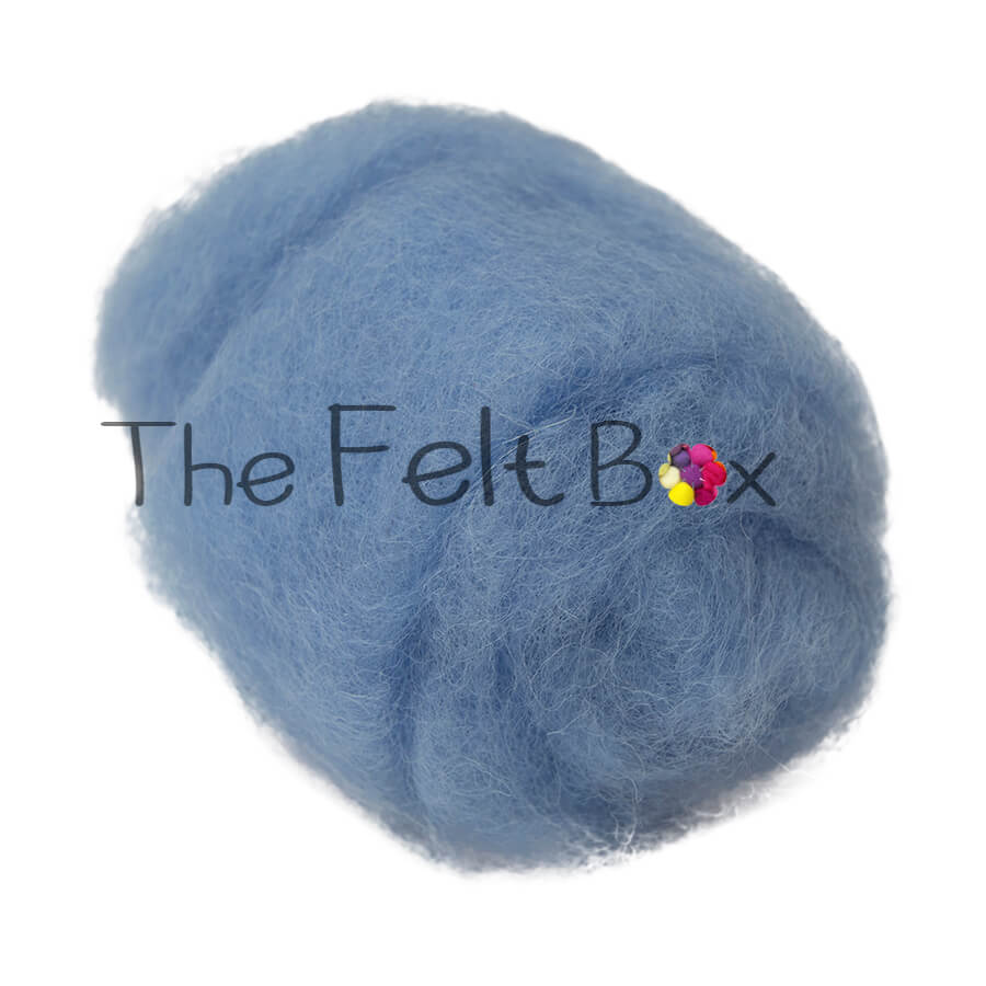 Carded Wool For Felting, Needle Felting Batting, Baby Blue  ( 92)