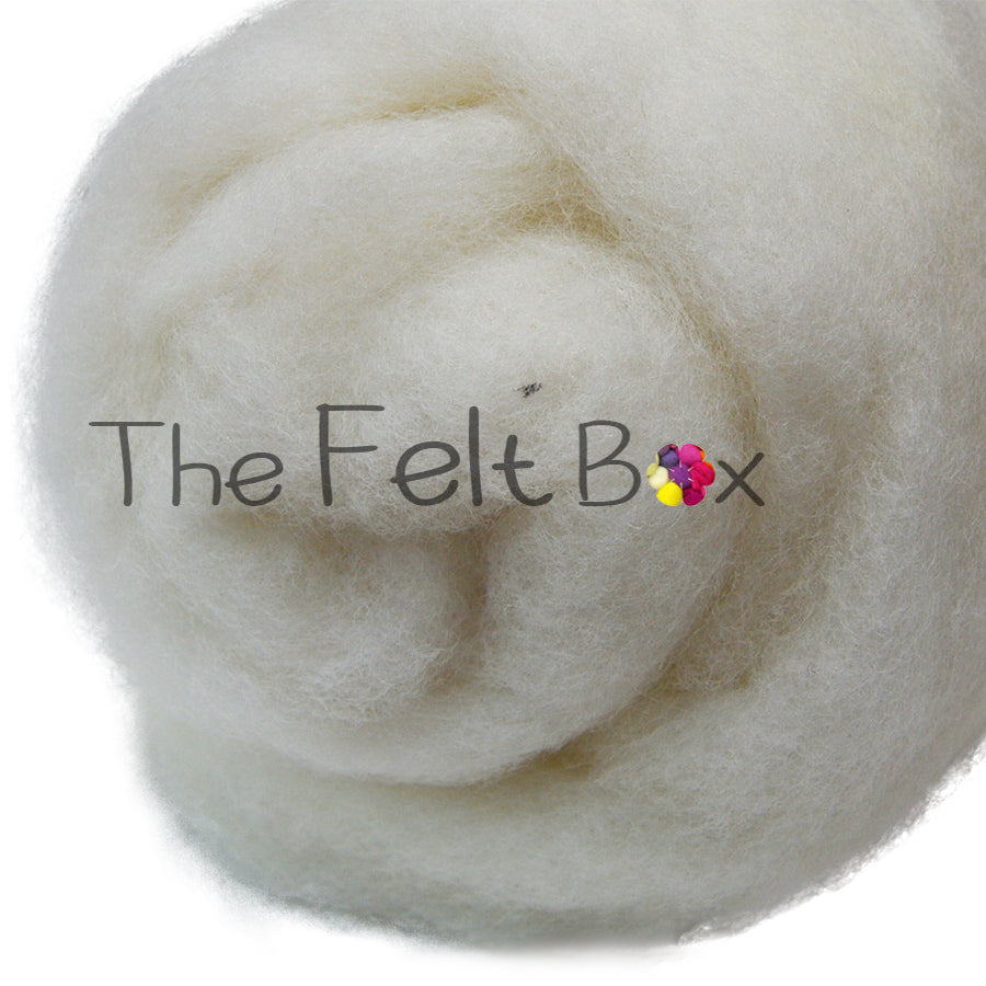 Carded Batts Perendale Natural Cream Needle Felting Core Wool 200g