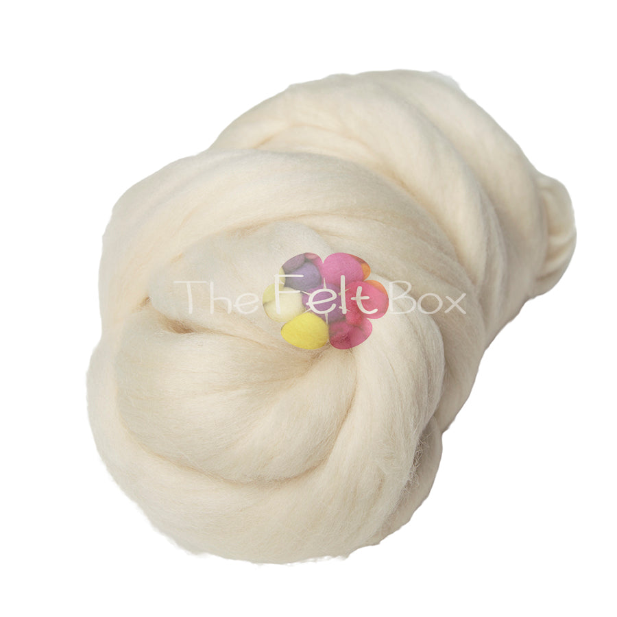 Merino Roving Felting Wool Top 3D 2D Nuno Felting Spinning Natural Cream 18.5mic