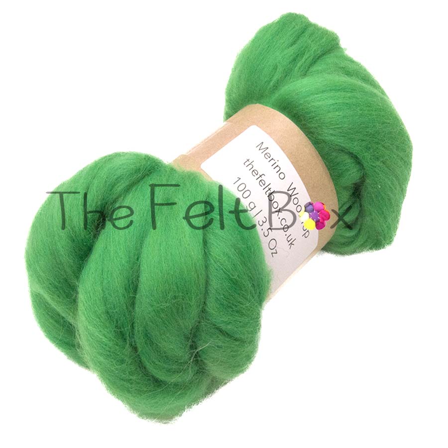 Merino Roving Felting Wool Top 21 mic 3D 2D Nuno Felting Spinning Fibre Green