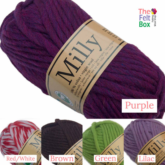 Light Chunky Yarn Milly  Pure Wool Knit and Felt 50 g
