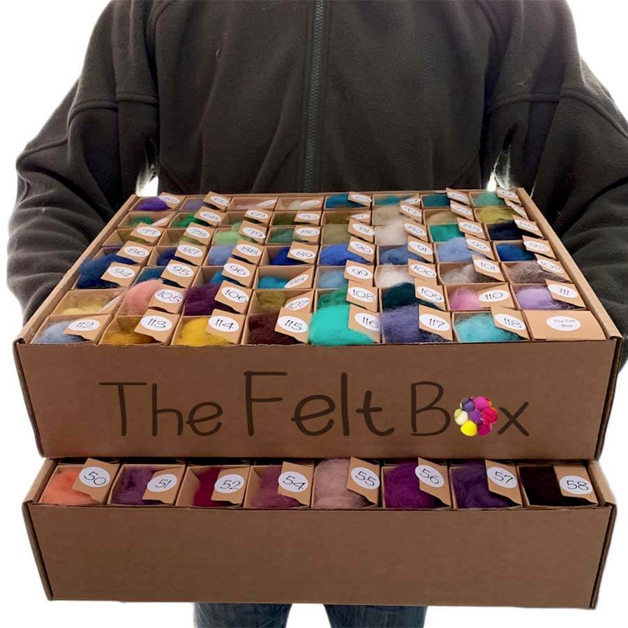 Carded Felting Wool Multi Colour Set Needle Painting Palette The Felt Box ® 111 pc