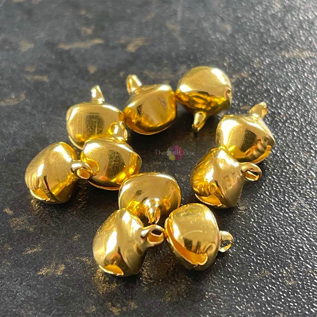 Jingle Bells Gold Christmas Accessories 8mm 10 pc