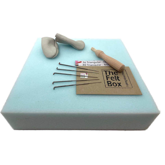 Needle Felting Starter Kit (no wool) The Felt Box ®: Mat Needle Holder Finger Protectors Felting Needles