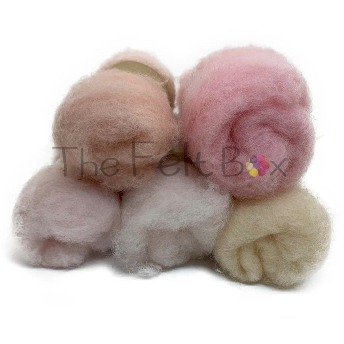 Carded Felting Wool Shades Maori (DHG) Pastel Pink Mix 20g x 5