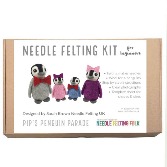 Needle Felting Kit- Pip's Penguin Parade by Sarah Brown. Makes Four