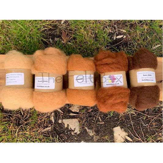 Carded Felting Wool Shades Maori (DHG) Reddish Brown 20g x 5